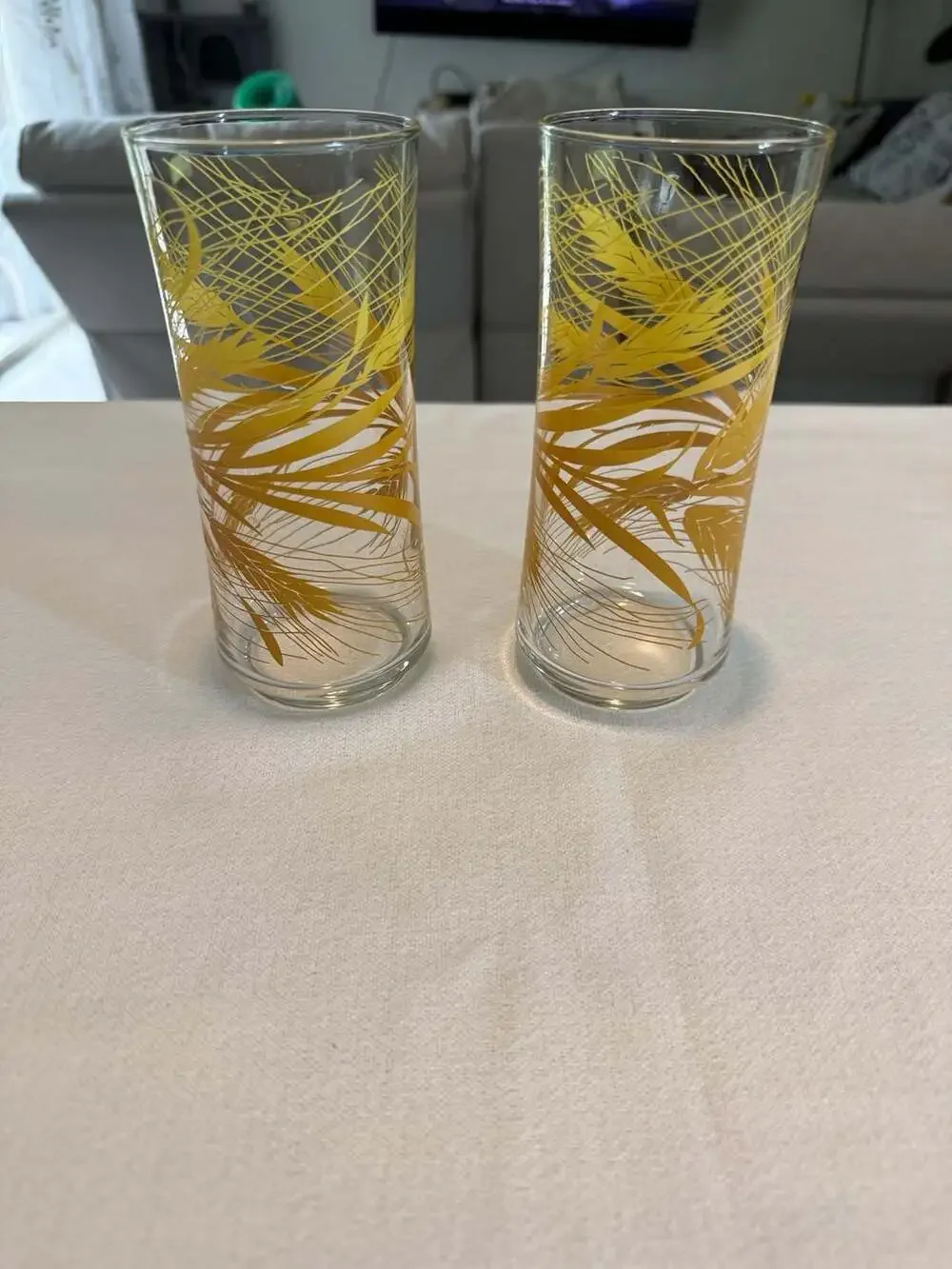 Pair of Vintage Libbey Golden Wheat Iced Tea Glasses